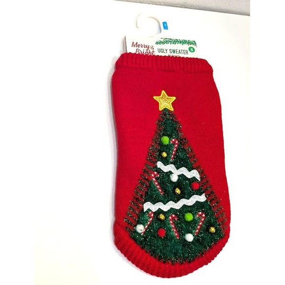 Merry and Bright Other - Merry & Bright "Christmas Tree" w/ Bells Ugly Christmas Dog Sweater -New - Small